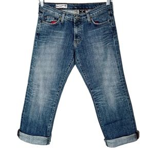 Y2K Red Engine Original Cropped Straight Leg Jeans